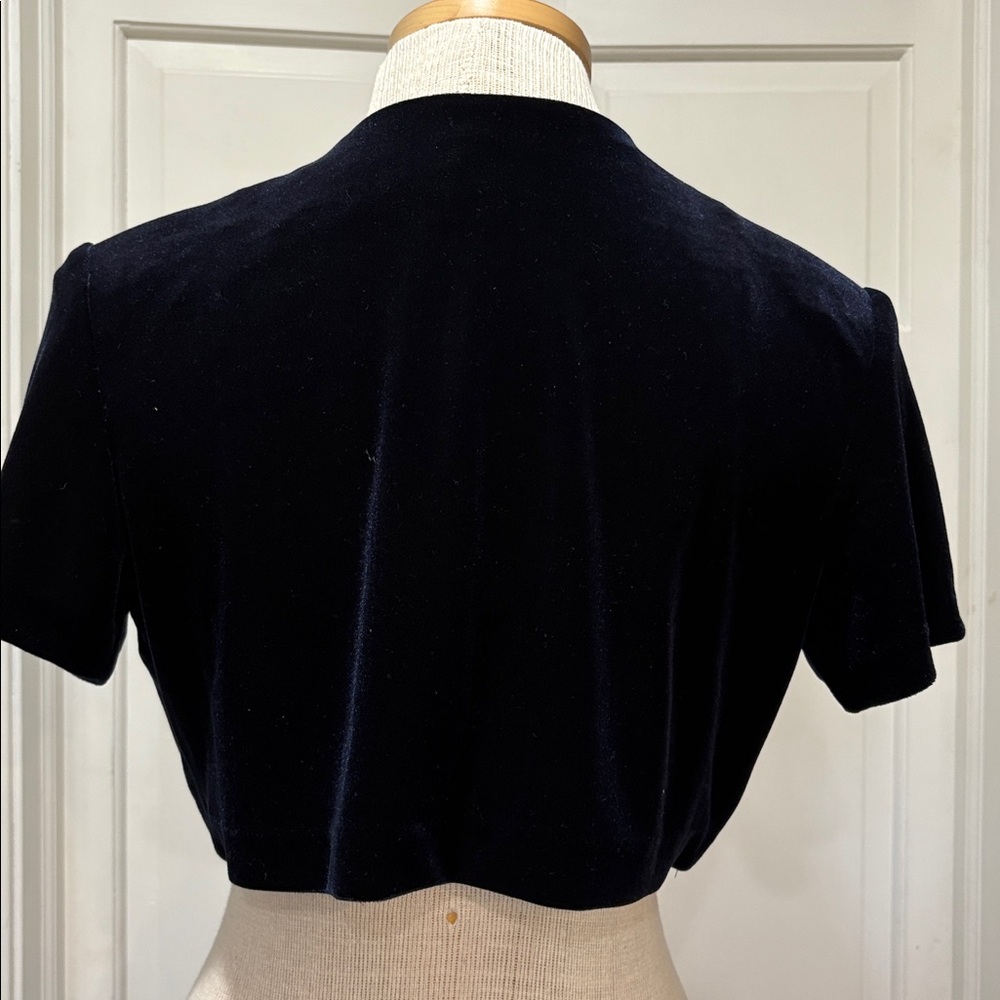 Vintage navy blue velvet sleeveless maxi dress with jacket size 6 - Picture 8 of 12